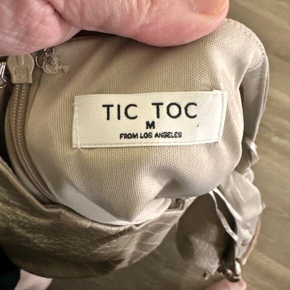 Tic Toc Backless Dress Cream Faux Snake Skin Lizard Strappy Medium - Picture 5 of 5